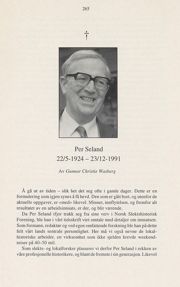 Per Øistein Mørch Seland (1924-1991) - Minneord i Norsk slektshistorisk tidsskrift (1992 Vol. 33 Nr. 3).pdf