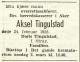 Aksel Tingulstad (1871-1955) - Dødsannonse i Morgenbladet den 26. februar 1955