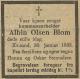 Albin Olsen Blom (1858-1933) - Dødsannonse i Fædrelandsvennen den 3. februar 1933