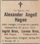 Alexander Angell Hagen Brun (1910-1912) - Dødsannonse i Finmarksposten, fredag 2. februar 1912