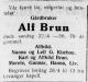 Alf Brun (1877-1956) - Dødsannonse i Levanger-Avisa, tirsdag 24. april 1956