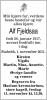 Alf Fjeldsaa (1917-2011) - Dødsannonse i Aftenposten, fredag 4. november 2011