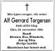 Alf Gerrard Torgersen (1906-1985) - Dødsannonse i Aftenposten, tirsdag 2. desember 1980