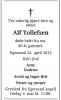 Alf Tollefsen (1927-2013) - Dødsannonse i Stavanger Aftenblad, mandag 29. april 2013