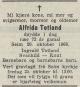 Alfrida Totland, født Seim (1896-1968) - Dødsannonse i Bergens tidende den 22. oktober 1968