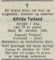Alfrida Totland, født Seim (1896-1968) - Dødsannonse i Bergens tidende den 22. oktober 1968 Alfrida Totland, født Seim (1896-1968) - Dødsannonse i Bergens tidende den 22. oktober 1968