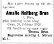 Amalie Heltberg Brun, født Piro (1876-1928) - Dødsannonse i Aftenposten den 3. mars 1928