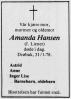 Amanda Hansen, født Ziener (1888-1978) - Dødsannonse i Akershus Amtstidende, mandag 6. februar 1978 Amanda Hansen, født Ziener (1888-1978) - Dødsannonse i Akershus Amtstidende, mandag 6. februar 1978