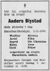 Anders Blystad (1892-1970) - Dødsannonse i Ringerikes Blad, torsdag 5. november 1970