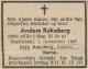 Anders Madsen Røkeberg (1866-1947) - Dødsannonse i Buskeruds Blad, onsdag 5. november 1947 Anders Madsen Røkeberg (1866-1947) - Dødsannonse i Buskeruds Blad, onsdag 5. november 1947