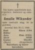 Andrea Amalie Wikander, født Akselsen (1879-1949) - Dødsannonse i Agderposten, fredag 2. desember 1949