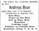 Andreas Brun (1880-1957) - Dødsannonse i Aftenposten, tirsdag 12. februar 1957 Andreas Brun (1880-1957) - Dødsannonse i Aftenposten, tirsdag 12. februar 1957
