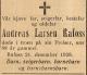 Andreas Larsen Rafoss (1851-1938) - Dødsannonse i Agder, onsdag 21. desember 1938
