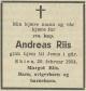 Andreas Riis (1881-1954) - Dødsannonse i Telemark Arbeiderblad den 22. februar 1954