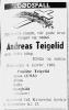 Andreas Teigelid (1897-1963) - Dødsannonse i Agder, onsdag 6. november 1963