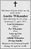 Anette Wikander (1974-1993) - Dødsannonse i Grimstad Adressetidende, tirsdag 27. april 1993