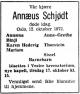 Annæus Schjødt (1888-1972) - Dødsannonse i Aftenposten den 16. oktober 1972