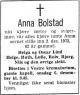 Anna Bolstad (1890-1972) - Dødsannonse i Aftenposten den 5. desember 1972 Anna Bolstad (1890-1972) - Dødsannonse i Aftenposten den 5. desember 1972