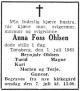 Anna Foss Ohlsen (1908-1965) - Dødsannonse i Tønsbergs Blad, mandag 5. juli 1965 Anna Foss Ohlsen (1908-1965) - Dødsannonse i Tønsbergs Blad, mandag 5. juli 1965
