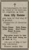 Anna Lilly Homme - Dødsannonse i Grimstad Adressetidende den 23. desember 1937