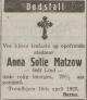 Anna Sofie Matzow, født Lind (1847-1927) - Dødsannonse i Nidaros den 11. april 1927