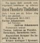Anne Theodora Tellefsen, født Tønnesdatter (1845-1917) - Dødsannonse i Vestlandske Tidende, onsdag 31. januar 1917