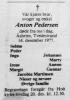 Anton Pedersen (1903-1977) - Dødsannonse i Tvedestrandsposten den 17. desember 1977