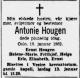Antonie Haugen, født Henriksen (1891-1962) - Dødsannonse i Aftenposten, lørdag 13. januar 1962