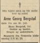 Arne Georg Bergstøl (1936-1955) - Dødsannonse i Fædrelandsvennen den 1. august 1955 Arne Georg Bergstøl (1936-1955) - Dødsannonse i Fædrelandsvennen den 1. august 1955