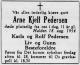 Arne Kjell Pedersen (1943-1954) - Dødsannonse i Halden Arbeiderblad, torsdag 19. august 1954