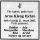 Arne Kleng Byhre (1928-2003) - Dødsannonse i Stavanger Aftenblad den 27. mars 2003