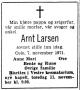 Arnt Ludvig Larsen (1896-1971) - Dødsannonse i Aftenposten, tirsdag 9. november 1971