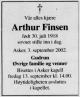 Arthur Finsen (1918-2002) - Dødsannonse i Asker og Bærums budstikke, mandag 9. september 2002