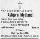Asbjørn Mydland (1914-1977) - Dødsannonse i Agder den 4. november 1977
