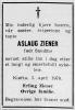 Aslaug Ziener, født Sandmo (1919-1970) - Dødsannonse i Akershus Arbeiderblad, mandag 13. april 1970