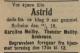 Astrid Mellby (1908-1918) - Dødsannonse i Agderposten, onsdag 16. januar 1918