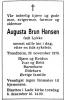 Augusta Brun Hansen, født Lykke (1903-1979) - Dødsannonse i Adresseavisen, mandag 3. desember 1979