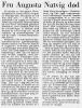 Augusta Natvig, født Hansen (1881-1976) - Nekrolog i Fædrelandsvennen den 28. januar 1976