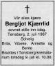 Bergljot Kjærrlid, født Rude (1899-1987) - Dødsannonse i Tønsbergs Blad, tirsdag 7. juli 1987 Bergljot Kjærrlid, født Rude (1899-1987) - Dødsannonse i Tønsbergs Blad, tirsdag 7. juli 1987