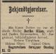 Berthe Olsen (1852-1902) - Dødsannonse i Grimstad Adressetidende den 3. januar 1903