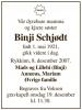 Binji Schødt (1921-2007) - Dødsannonse i Budstikka (Asker og Bærum) den 11. desember 2007
