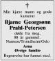 Bjarne Georgssøn Prahl-Petersen (1904-1993) - Dødsannonse i Namdal Arbeiderblad, onsdag 27. januar 1993