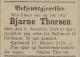 Bjarne Thorsen (1896-1918) - Dødsannonse i Egersundsposten, tirsdag 18. februar 1919