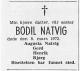 Bodil Natvig (1904-1972) - Dødsannonse i Fædrelandsvennen den 13. mars 1972