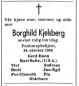 Borghild Kjelsberg, født Omtvedt (1893-1986) - Dødsannonse i Aftenposten, lørdag 25. oktober 1986 Borghild Kjelsberg, født Omtvedt (1893-1986) - Dødsannonse i Aftenposten, lørdag 25. oktober 1986