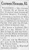 Carmen Ena Hanson, nee Morse (1897-1963) - Obituary (The Boston Globe, Boston, Massachusetts, Monday, November 04, 1963) Carmen Ena Hanson, nee Morse (1897-1963) - Obituary (The Boston Globe, Boston, Massachusetts, Monday, November 04, 1963)