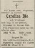 Caroline Bie, født Weidman (1857-1928) - Dødsannonse i Grimstad Adressetidende, lørdag 18. februar 1928 Caroline Bie, født Weidman (1857-1928) - Dødsannonse i Grimstad Adressetidende, lørdag 18. februar 1928