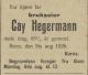 Cay Hegermann (1861-1926) - Dødsannonse i Morgenbladet den 7. august 1926
