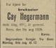 Cay Hegermann (1861-1926) - Dødsannonse i Morgenbladet den 7. august 1926 Cay Hegermann (1861-1926) - Dødsannonse i Morgenbladet den 7. august 1926