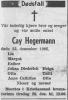 Cay Hegermann (1894-1965) - Dødsannonse i Fædrelandsvennen den 27. desember 1965